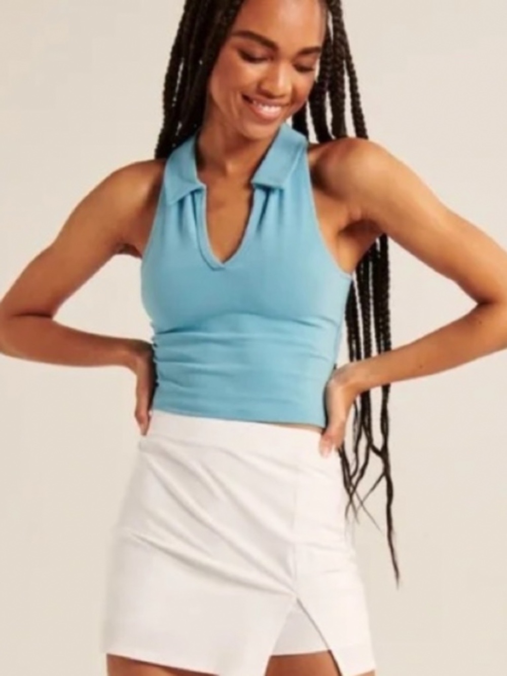 Abercrombie & Fitch Blue Cropped Collared Top XS